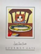 Linda Jane Smith 18 X 13. 5 Colour Print Titled Gourmet Cats. All autographs come with a Certificate