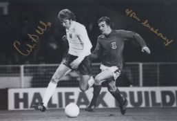 Autographed England V Wales 12 X 8 Photo : B/W, Depicting Colin Bell Of England And John Mahoney