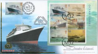 Commodore Warwick signed Cunard FDC. Double postmark 16/4/04 Southampton and 13/4/04 Southampton.