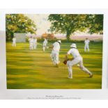 Johnny Jonas 22 x 18 Colour Print Titled Boundary. Cricket Scene. All autographs come with a