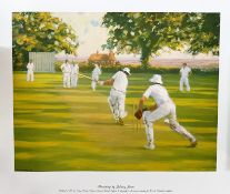 Johnny Jonas 22 x 18 Colour Print Titled Boundary. Cricket Scene. All autographs come with a