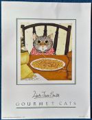 Linda Jane Smith signed Two Gourmet Cat prints. LJS10 + LJS12. Approx 14 x 18. All autographs come