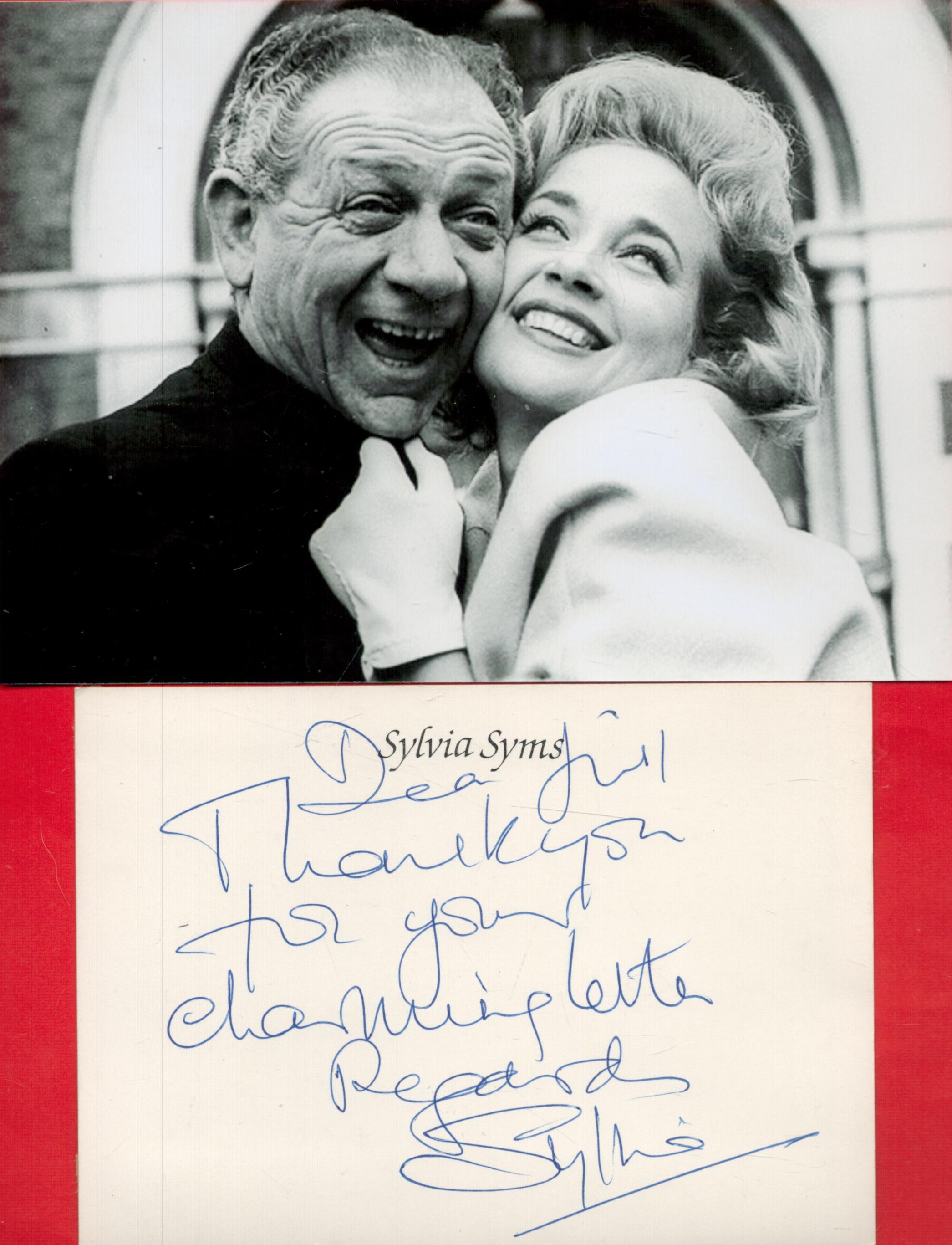 Sylvia Syms Actress Signed Card With Sid James Carry On Photo. All autographs come with a