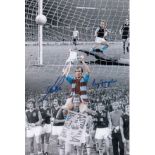 Football Autographed Aston Villa 12 X 8 Photo - Colorized, Depicting A Montage Of Images Relating To