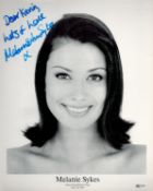 Melanie Sykes signed 10x8 black and white photo dedicated. All autographs come with a Certificate of