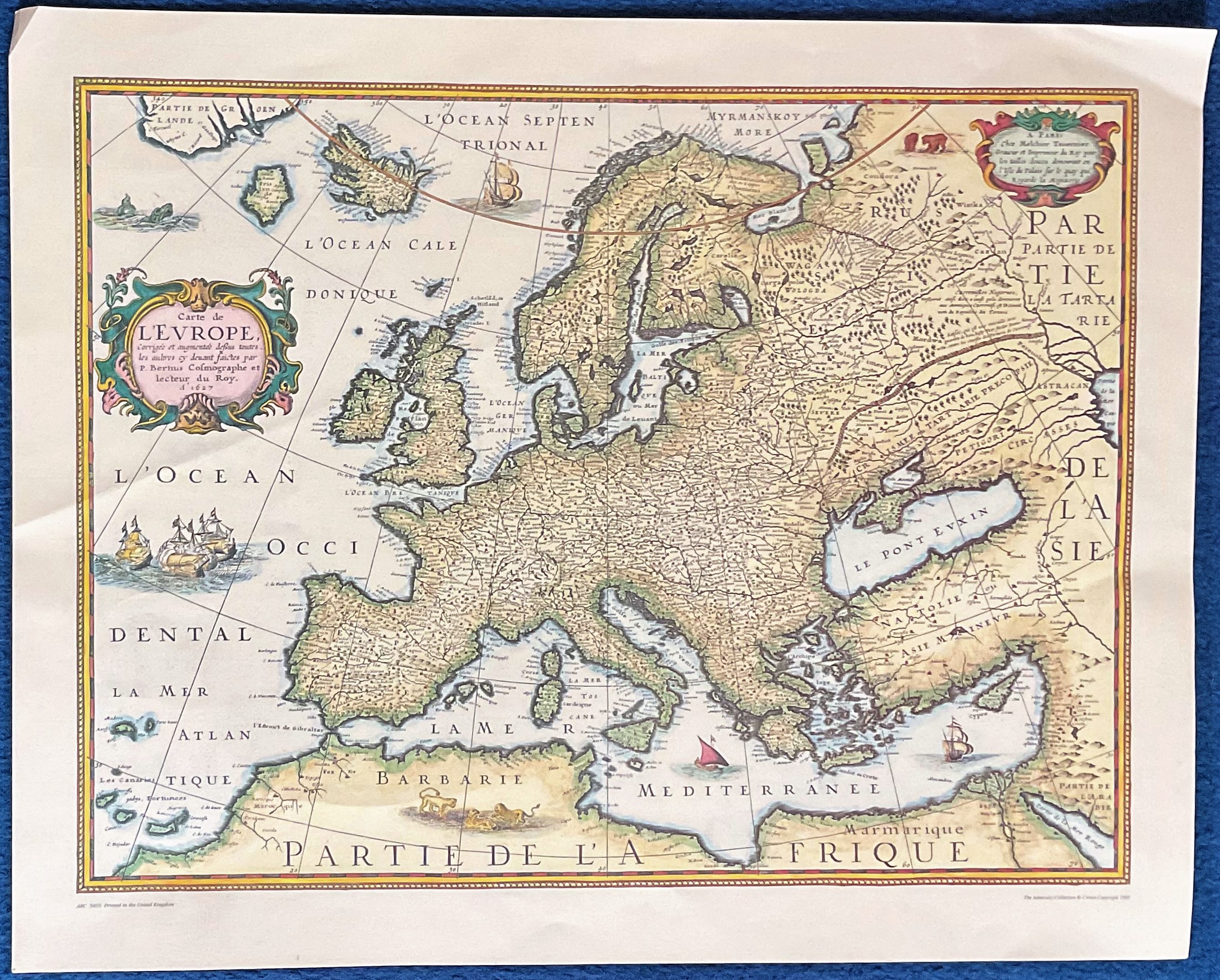 Map Of Europe coloured Print by The Admiralty Collection. All autographs come with a Certificate