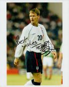 Teddy Sheringham signed 10x8 colour photo pictured while playing for England. All autographs come