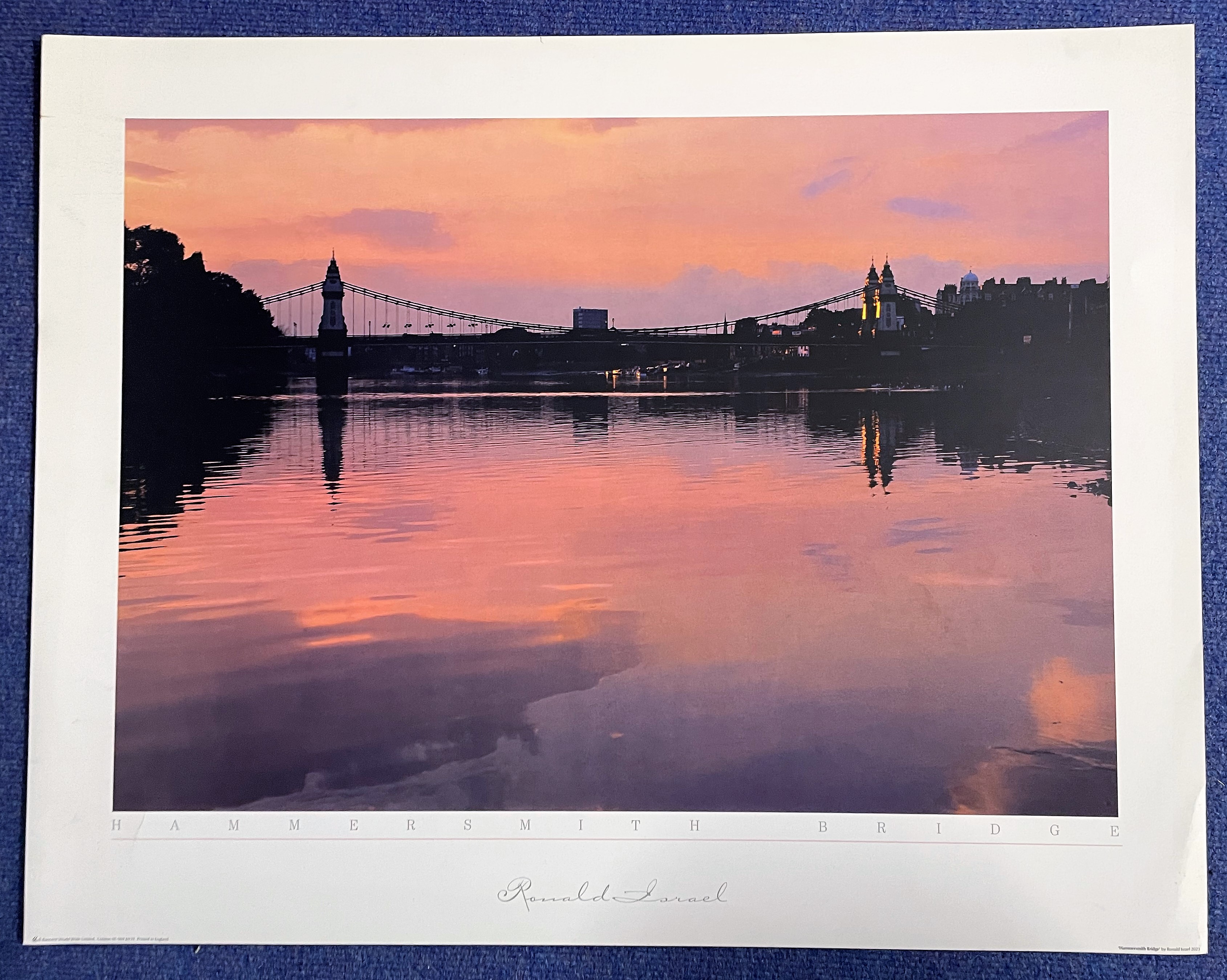Ronald Israel 28x22 Colour Print Titled Hammersmith Bridge. All autographs come with a Certificate