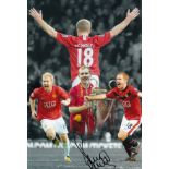 Autographed Paul Scholes 12 X 8 Photo - Colorized, Depicting A Montage Of Images Relating To