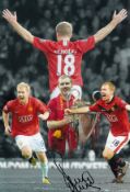 Autographed Paul Scholes 12 X 8 Photo - Colorized, Depicting A Montage Of Images Relating To