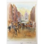 Douglas West Handsigned 19 x 14. 5 colour print Titled Fleet Street Limited Edition. All