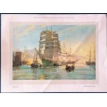 Montague Dawson coloured print titled The Thermopylae Leaving Foochow. Approx 17 x 23. All