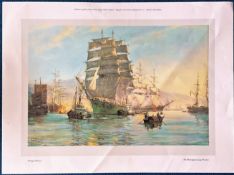 Montague Dawson coloured print titled The Thermopylae Leaving Foochow. Approx 17 x 23. All