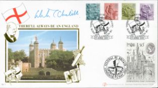 Winston Churchill (grandson) signed There'll always be an England FDC. 3/5/2001 London SE1 postmark.