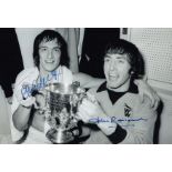 Football Autographed Wolves 12 X 8 Photo - B/W, Depicting Wolves Kenny Hibbitt And John Richards