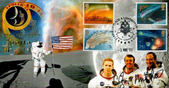 NASA Astronaut Apollo 14 moonwalker Dr Edgar Mitchell signed Space 2002 postmarked cover.