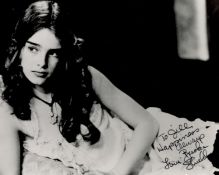 Brooke Shields Signed 10x8 inch Black and White Photo. Signed in black ink. Dedicated. Good