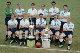 Football autographed Tottenham 12 X 8 Photo colour, Depicting Players Posing For Photographers