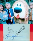 Goodies multi signed 6x4 approx album page and 7x5 colour photo includes Tim Brooke Taylor, Bill