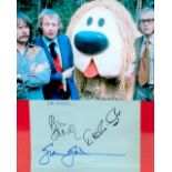 Goodies multi signed 6x4 approx album page and 7x5 colour photo includes Tim Brooke Taylor, Bill