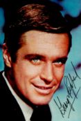 George Peppard Signed 6 x 4 inch Colour Photo. Signed in black ink. Good Condition. All autographs