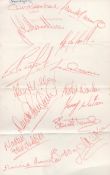 Vintage Rangers FC Signature Sheet with 14 Signatories Circa 1970's. Signatures include Kenny