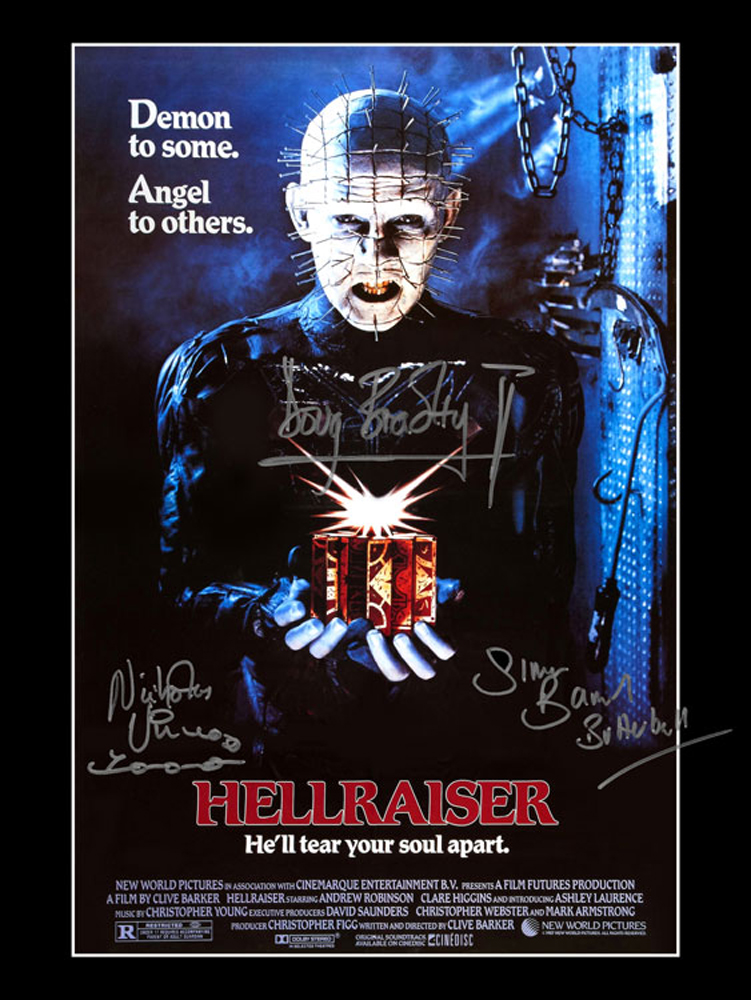 Blowout Sale! Hellraiser triple hand signed 16x12 photo. This stunning large 16 inches x 12" photo