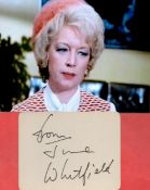 June Whitfield signed 5x4 approx album page and 7x5 vintage colour photo.. All autographs come