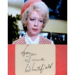 June Whitfield signed 5x4 approx album page and 7x5 vintage colour photo.. All autographs come