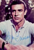 Sean Connery Signed 6 x 4 inch Colour Photo. Signed in blue ink. Good Condition. All autographs come