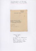 Rudyard Kipling Signed half of a Letter Dated 11th April 1925. Fair condition.. All autographs
