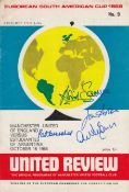 Football autographed Man United 1968 Programme, V Estudiantes At Old Trafford On The 16th Of October