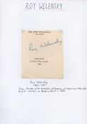 Sir Roland "Roy" Welensky, KCMG Signed Page of His Book in 1964. Signed in blue ink. Welensky was