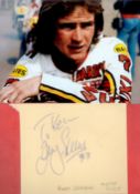Barry Sheene signed 5x4 album page and 7x5 vintage colour photo.. All autographs come with a