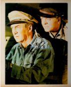 James Stewart and Richard Attenborough Signed 11 x 8 inch Colour Magazine Page. Good Condition.