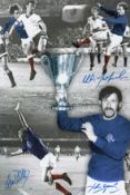 Football autographed Rangers 12 X 8 Photo Colour, Depicting A Montage Of Images Relating To