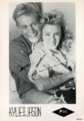 Kylie Minogue and Jason Donovan Signed Personalised 6 x 4 inch Black and White Photo. Signed in