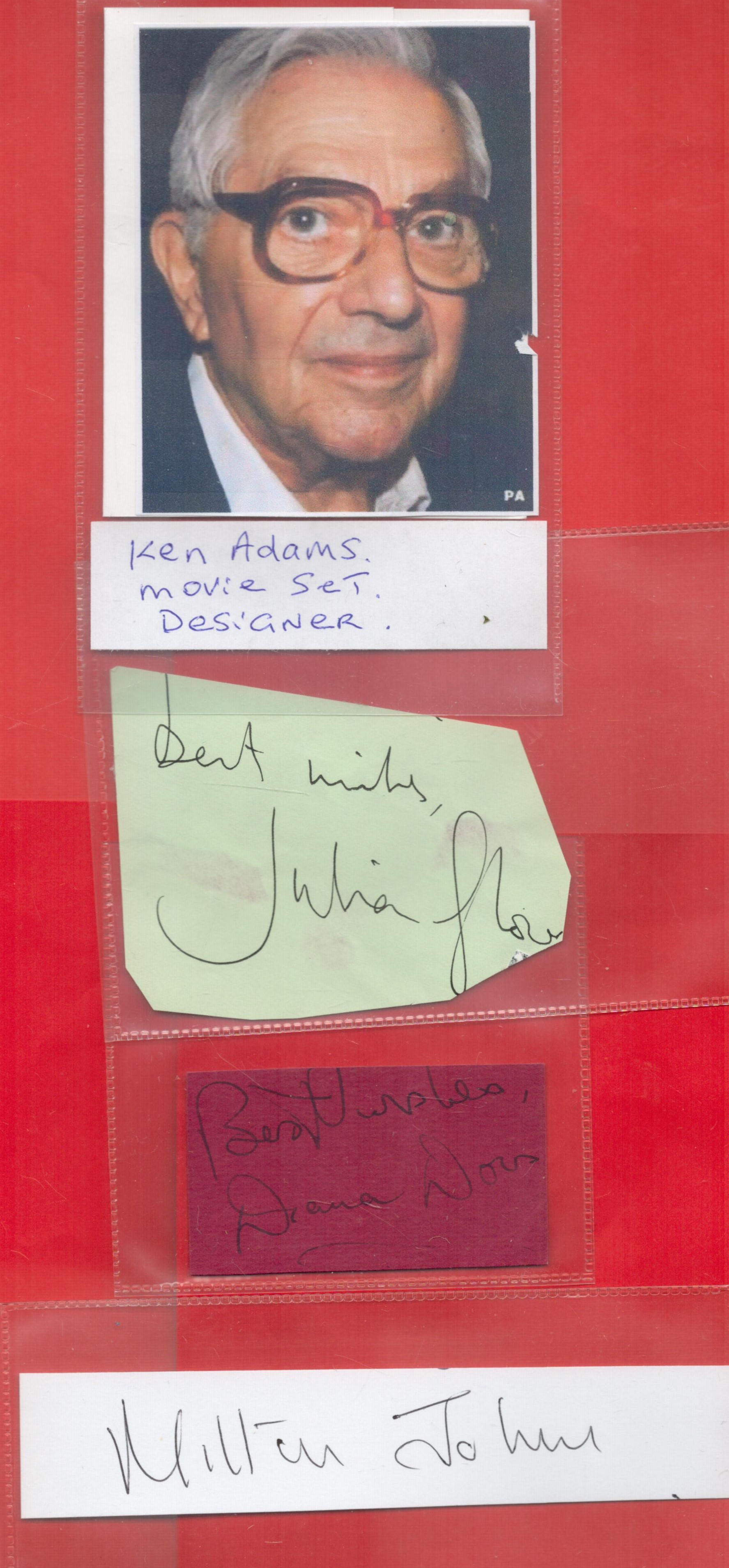 Autograph Collection of 12 Signatures on Signature Cards. Signatures including Richard Todd, - Image 2 of 2