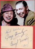 George Formby and Beryl Formby signed 5x4 approx album page dated 1949 and 6x4 colour photo.. All