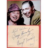 George Formby and Beryl Formby signed 5x4 approx album page dated 1949 and 6x4 colour photo.. All