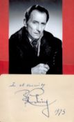 Pater Cushing signed 7x5 approx album page dated 1975 and 7x5 vintage black and white vintage