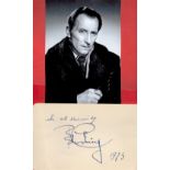 Pater Cushing signed 7x5 approx album page dated 1975 and 7x5 vintage black and white vintage