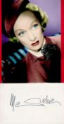 Marlene Dietrich (1901-1992) Actress Signed Card With Photo Good Condition. All autographs come with