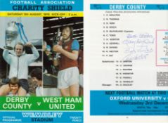 Football autographed Derby County 1975 Programme, V West Ham United In The 1975 Charity Shield At