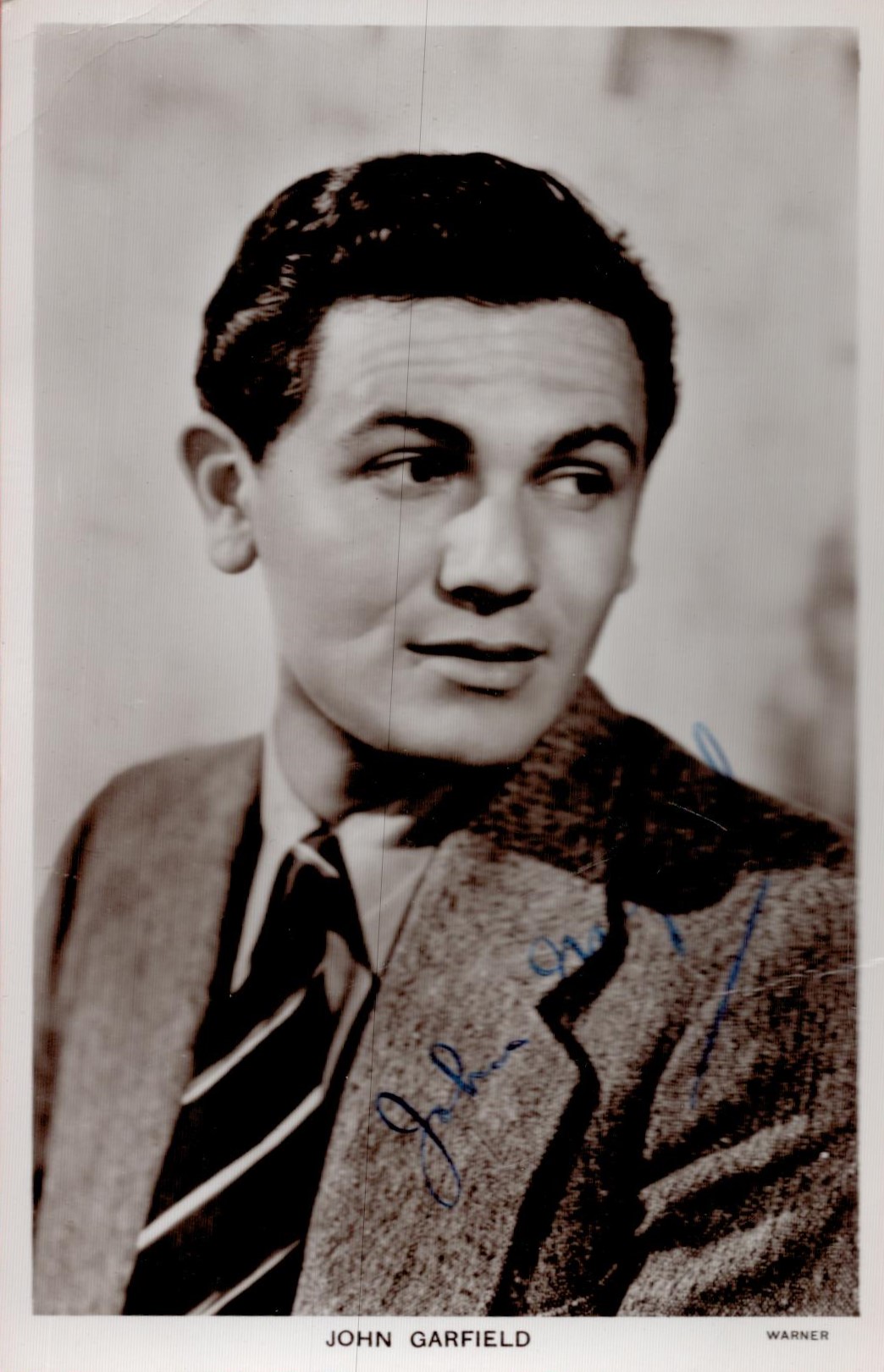 John Garfield Signed 5x3 inch approx Black and White Photo. Signed in blue ink. Good Condition.