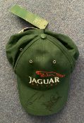 Jackie Stewart and Nicky Lauda Signed Green Jaguar Racing Baseball Cap. Brand New With tags and