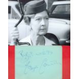 Carry On legend Esma Cannon signed 5x4 approx album page and 7x5 vintage black and white photo.. All