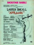 Lauren Bacall (1924-2014) Actress Signed Vintage 1970 'Backstage Babble' Sheet Music From '