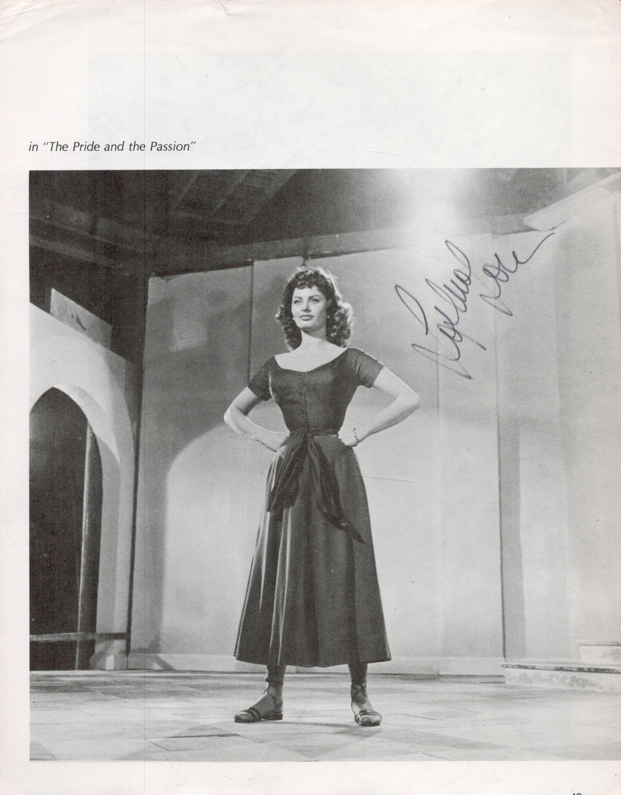 Sophia Loren Signed Black and White Programme Page. Signed in black ink. Signs of Age Present..