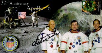 Apollo 16 Charlie Duke Moonwalker signed 2002 30th Ann Space cover NASA Astronaut. Superb